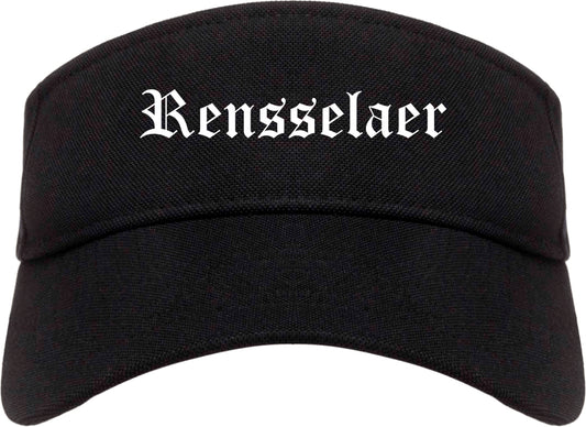 Rensselaer Indiana IN Old English Mens Visor Cap Hat Black