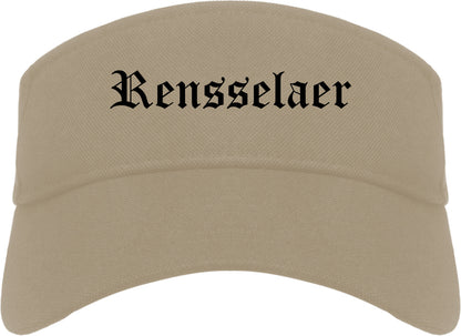 Rensselaer Indiana IN Old English Mens Visor Cap Hat Khaki