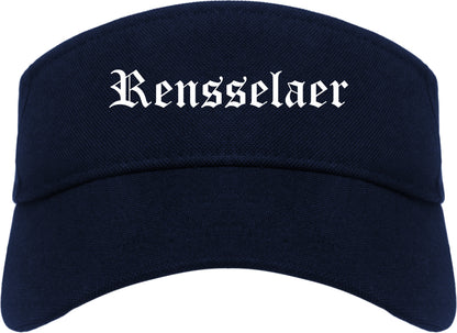 Rensselaer Indiana IN Old English Mens Visor Cap Hat Navy Blue