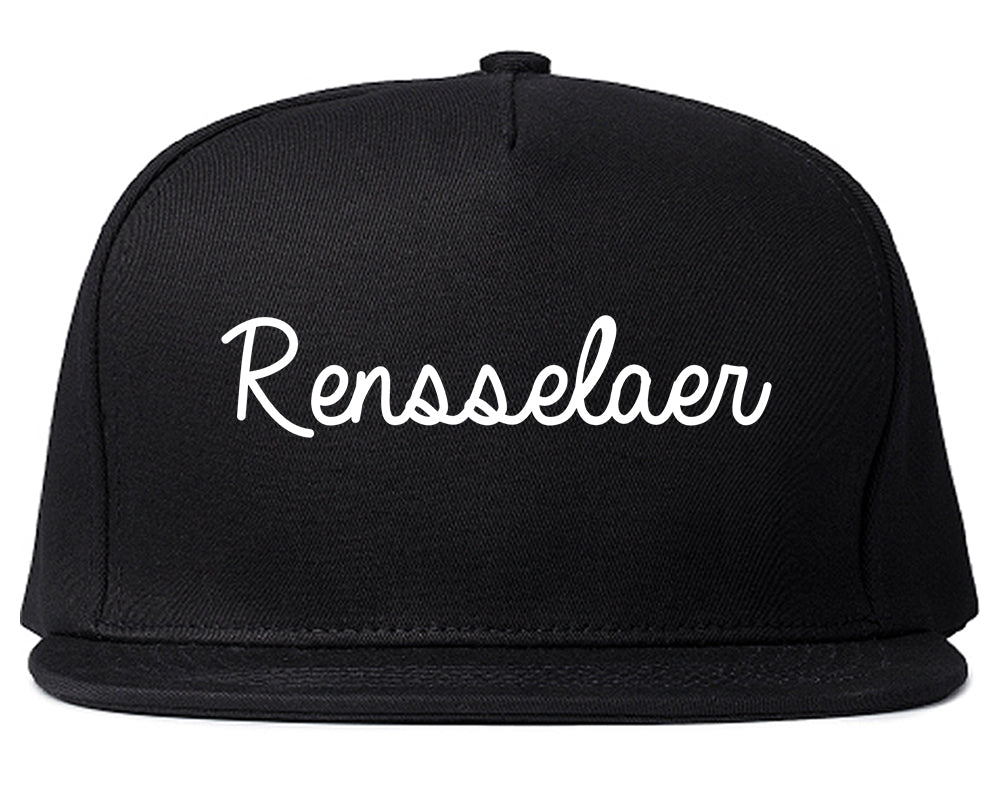 Rensselaer New York NY Script Mens Snapback Hat Black