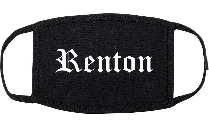 Renton Washington WA Old English Cotton Face Mask Black