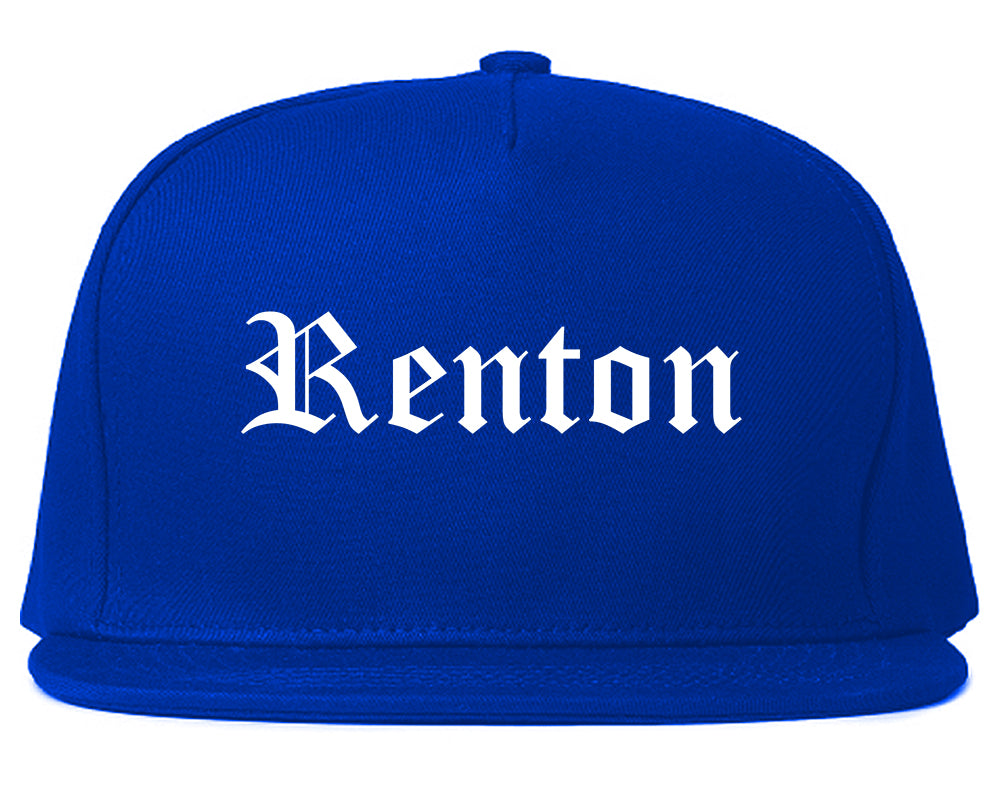 Renton Washington WA Old English Mens Snapback Hat Royal Blue