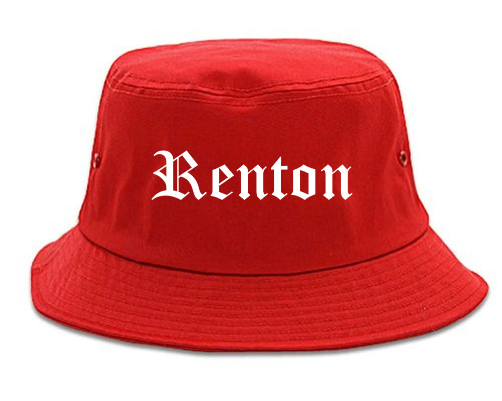 Renton Washington WA Old English Mens Bucket Hat Red