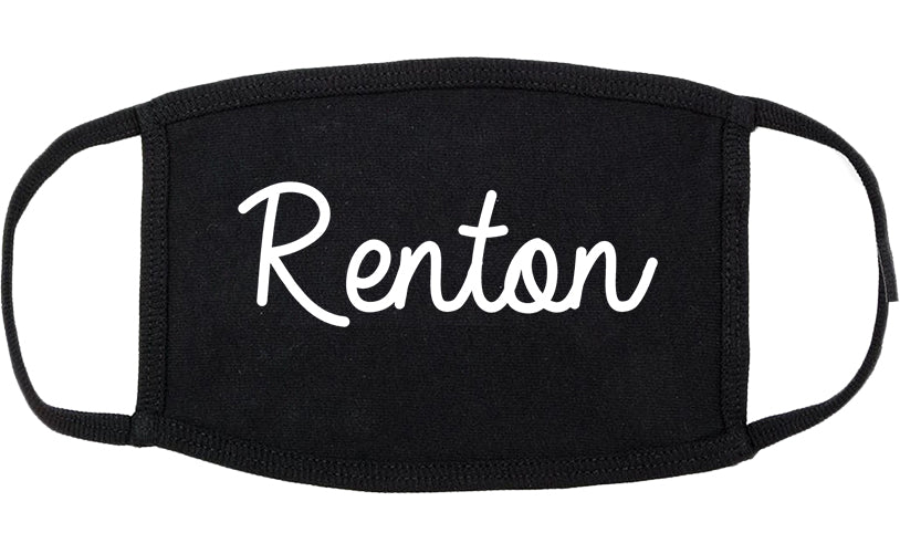 Renton Washington WA Script Cotton Face Mask Black