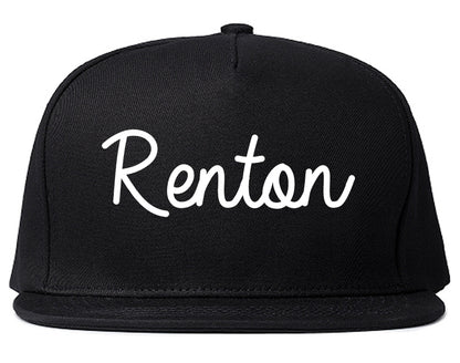Renton Washington WA Script Mens Snapback Hat Black