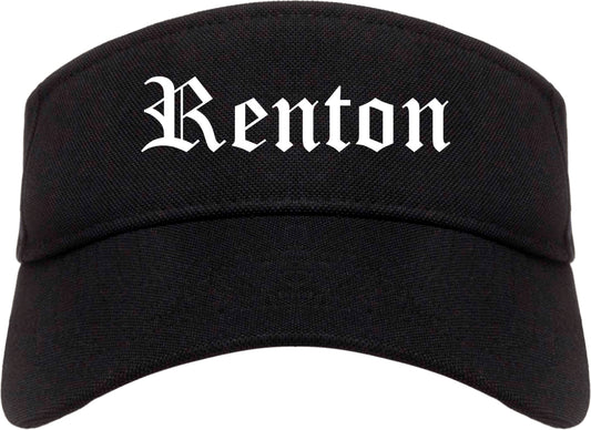 Renton Washington WA Old English Mens Visor Cap Hat Black