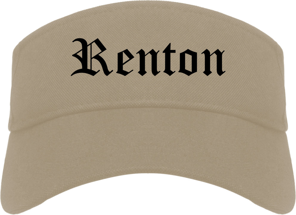 Renton Washington WA Old English Mens Visor Cap Hat Khaki