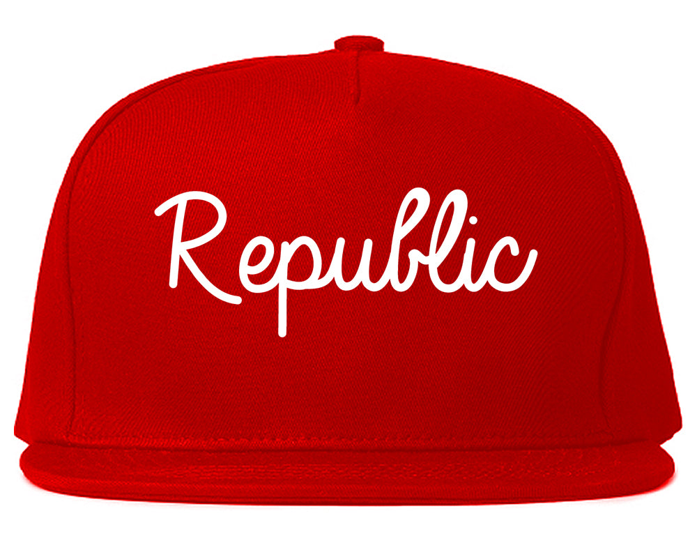 Republic Missouri MO Script Mens Snapback Hat Red