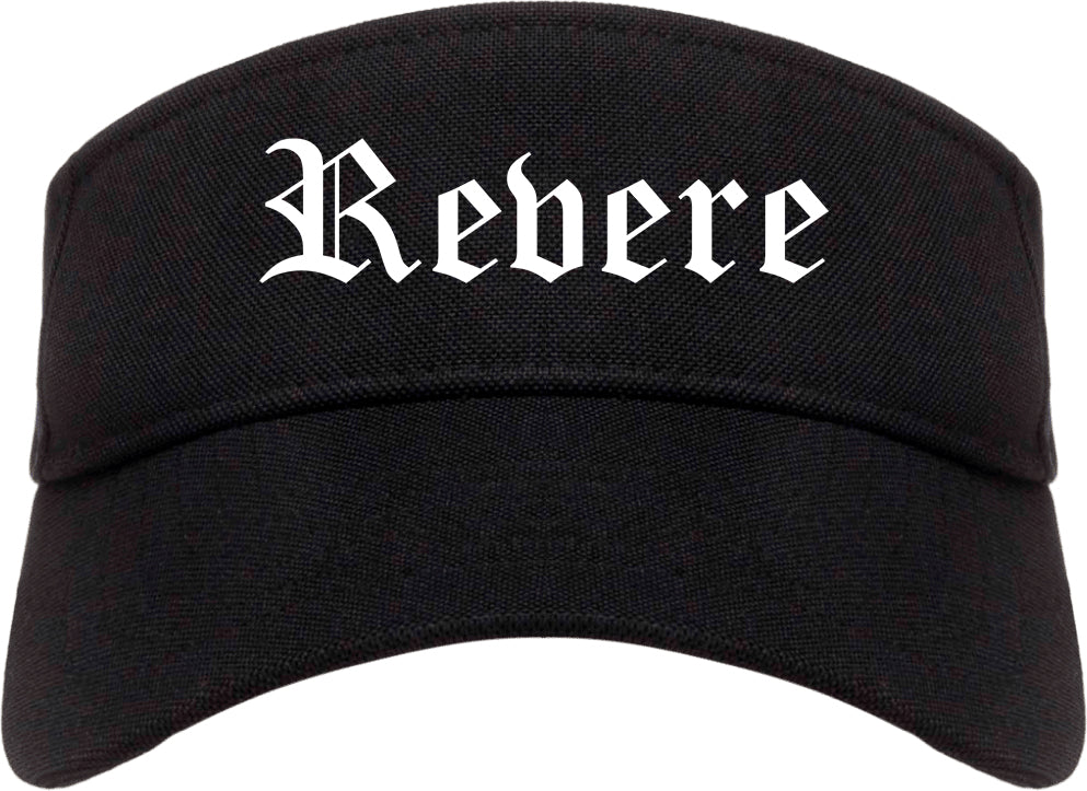 Revere Massachusetts MA Old English Mens Visor Cap Hat Black