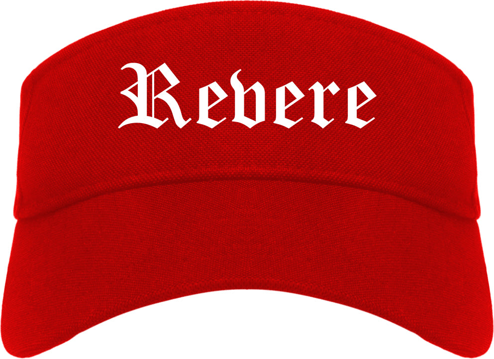 Revere Massachusetts MA Old English Mens Visor Cap Hat Red