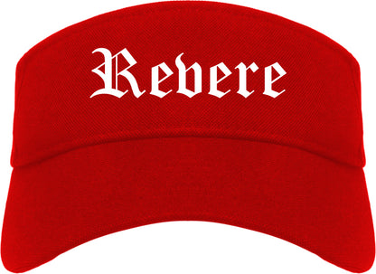 Revere Massachusetts MA Old English Mens Visor Cap Hat Red