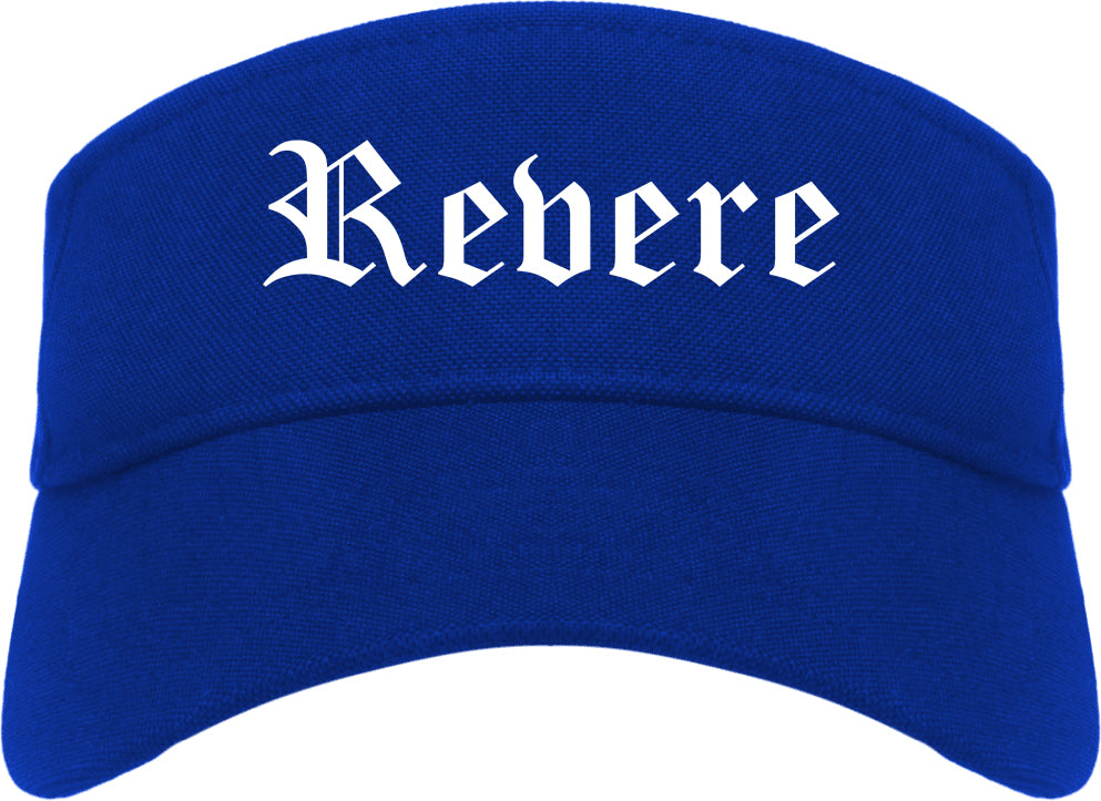 Revere Massachusetts MA Old English Mens Visor Cap Hat Royal Blue