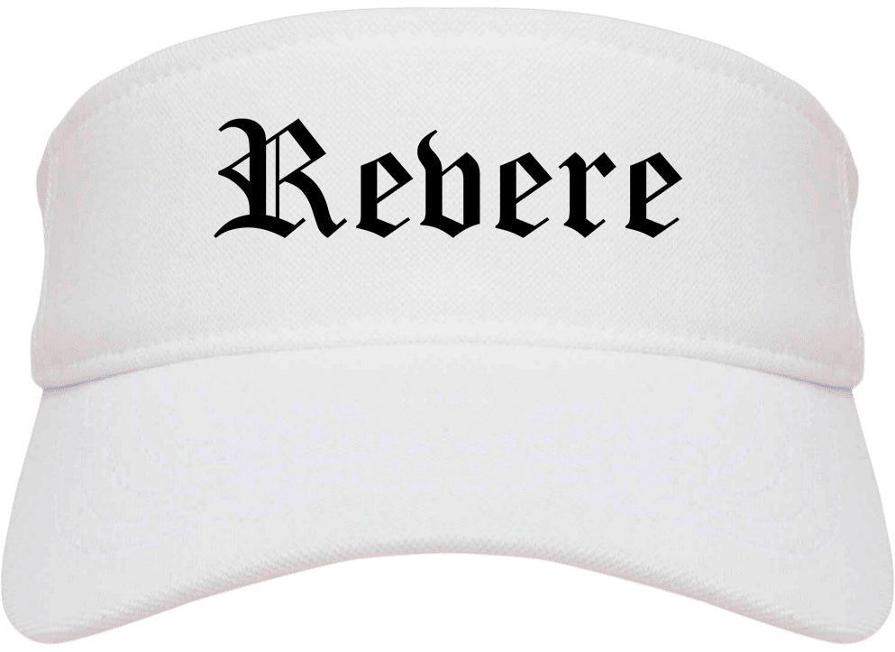 Revere Massachusetts MA Old English Mens Visor Cap Hat White