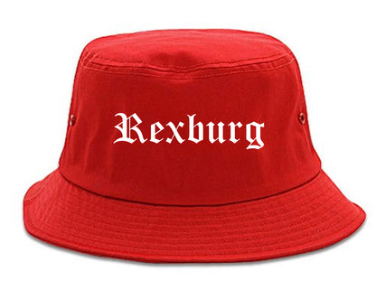 Rexburg Idaho ID Old English Mens Bucket Hat Red