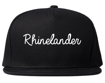 Rhinelander Wisconsin WI Script Mens Snapback Hat Black
