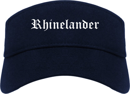 Rhinelander Wisconsin WI Old English Mens Visor Cap Hat Navy Blue