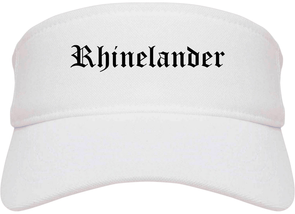 Rhinelander Wisconsin WI Old English Mens Visor Cap Hat White