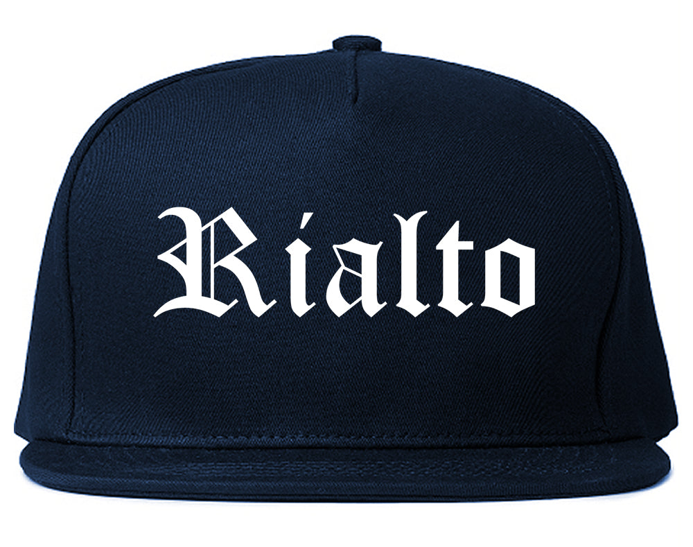 Rialto California CA Old English Mens Snapback Hat Navy Blue