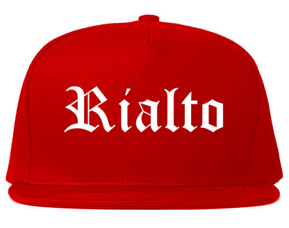 Rialto California CA Old English Mens Snapback Hat Red