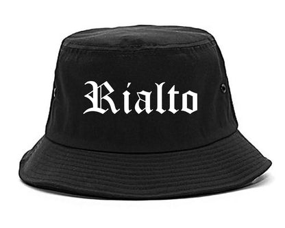 Rialto California CA Old English Mens Bucket Hat Black