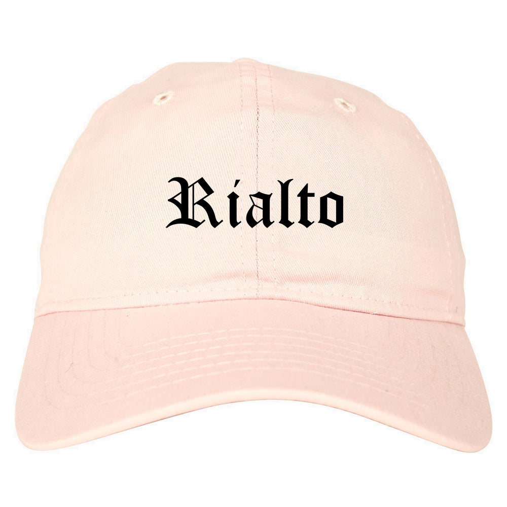 Rialto California CA Old English Mens Dad Hat Baseball Cap Pink