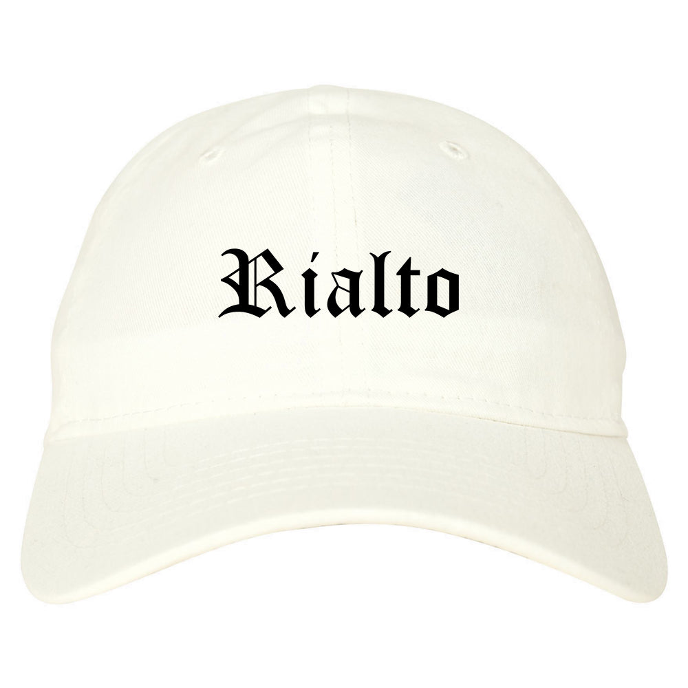 Rialto California CA Old English Mens Dad Hat Baseball Cap White