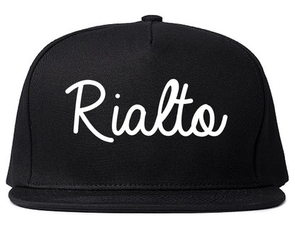 Rialto California CA Script Mens Snapback Hat Black