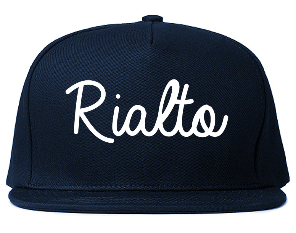 Rialto California CA Script Mens Snapback Hat Navy Blue