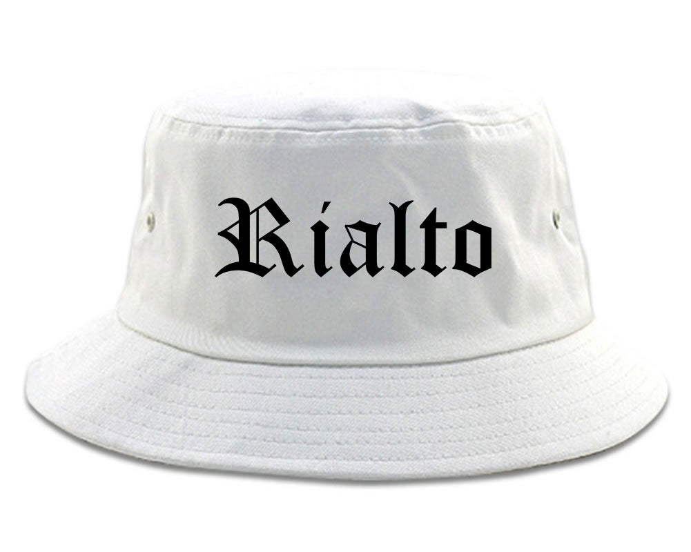 Rialto California CA Old English Mens Bucket Hat White