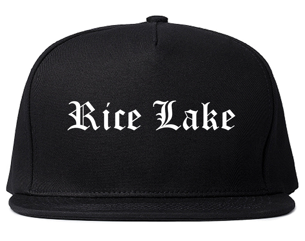Rice Lake Wisconsin WI Old English Mens Snapback Hat Black