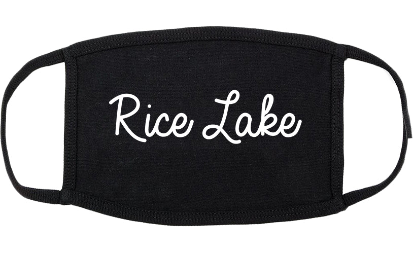 Rice Lake Wisconsin WI Script Cotton Face Mask Black