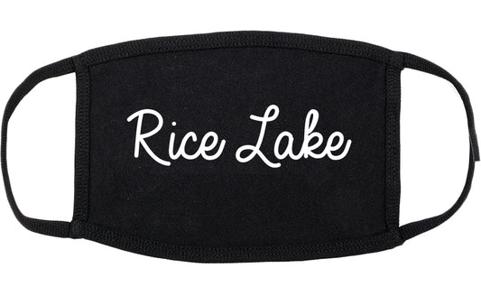 Rice Lake Wisconsin WI Script Cotton Face Mask Black
