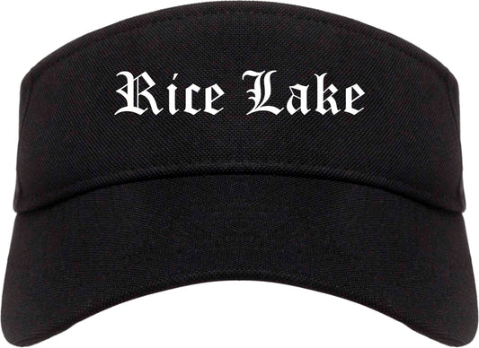 Rice Lake Wisconsin WI Old English Mens Visor Cap Hat Black