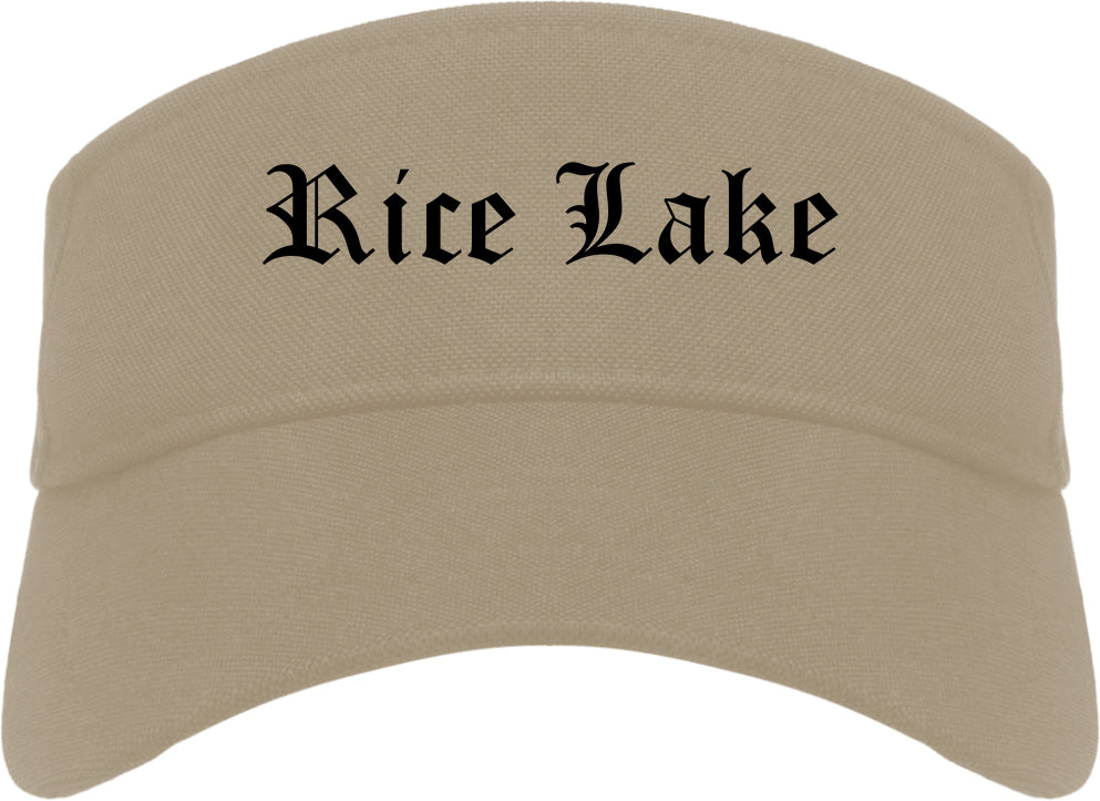 Rice Lake Wisconsin WI Old English Mens Visor Cap Hat Khaki