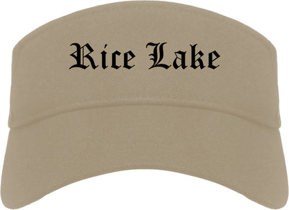 Rice Lake Wisconsin WI Old English Mens Visor Cap Hat Khaki