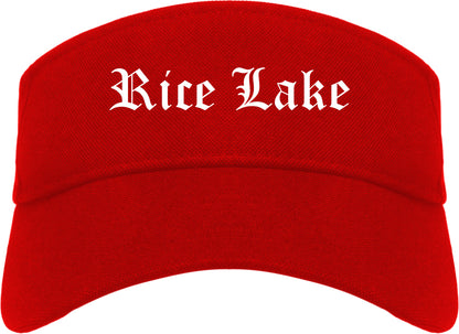 Rice Lake Wisconsin WI Old English Mens Visor Cap Hat Red