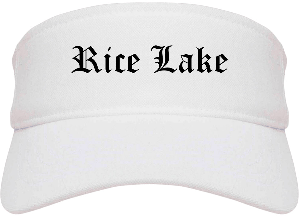 Rice Lake Wisconsin WI Old English Mens Visor Cap Hat White