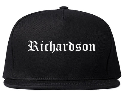 Richardson Texas TX Old English Mens Snapback Hat Black