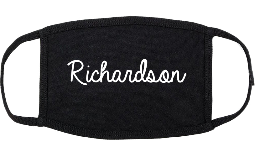 Richardson Texas TX Script Cotton Face Mask Black