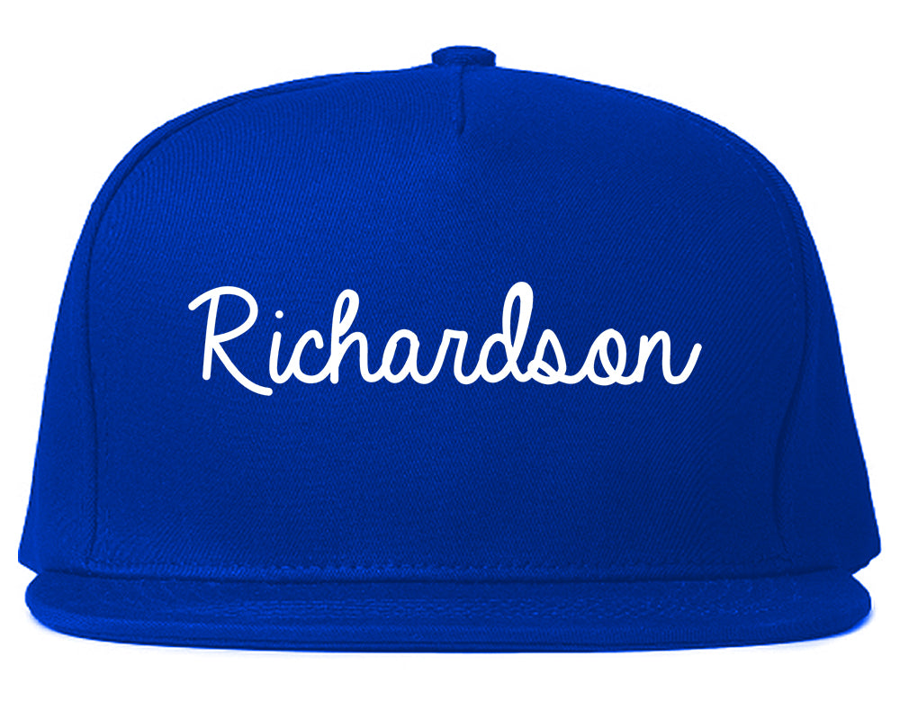 Richardson Texas TX Script Mens Snapback Hat Royal Blue