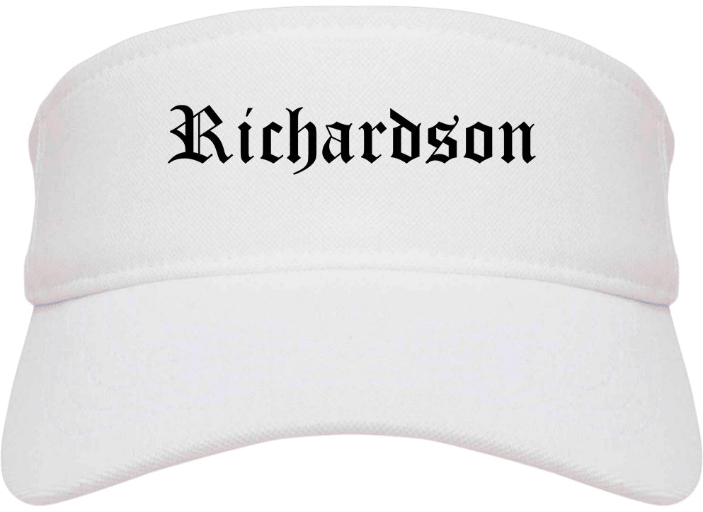 Richardson Texas TX Old English Mens Visor Cap Hat White