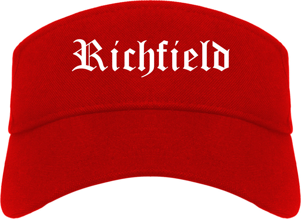 Richfield Minnesota MN Old English Mens Visor Cap Hat Red