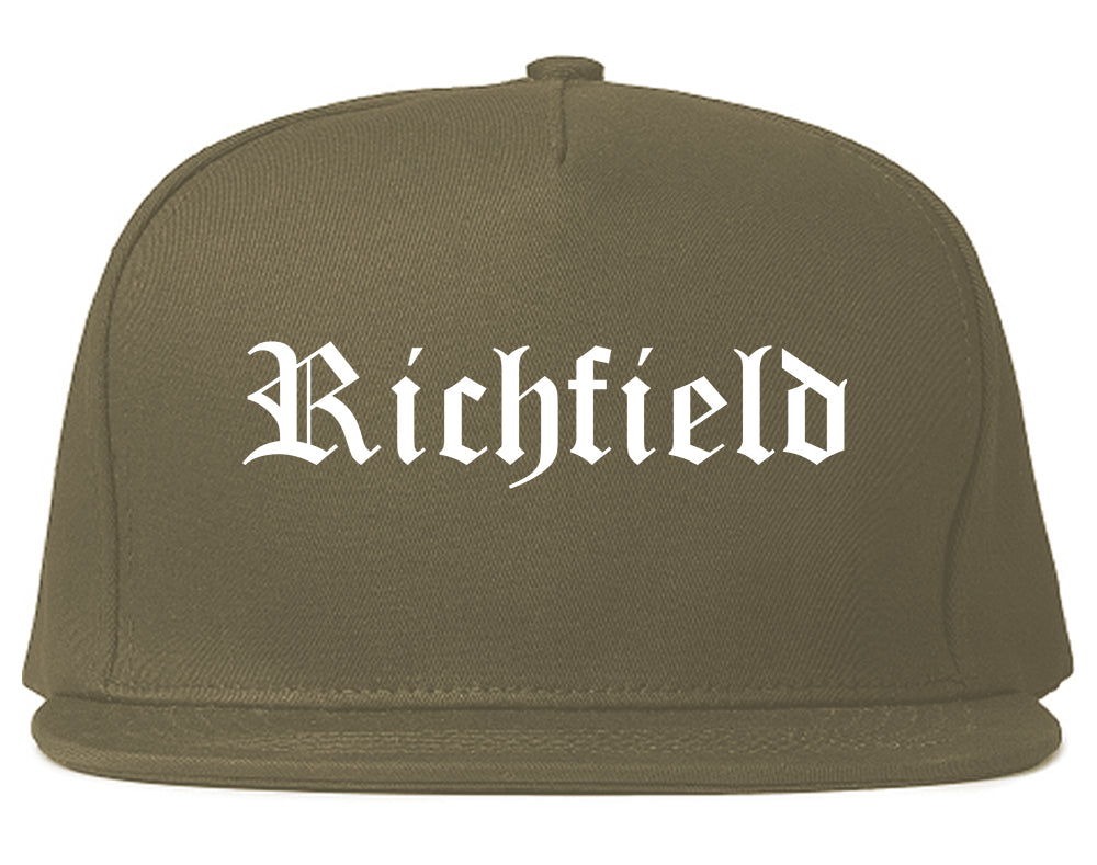 Richfield Utah UT Old English Mens Snapback Hat Grey