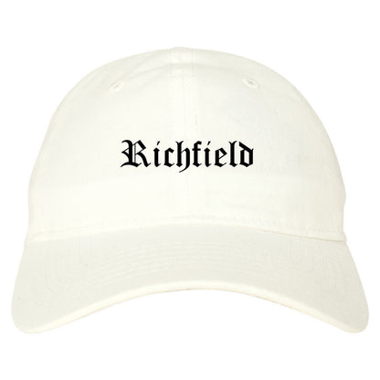 Richfield Utah UT Old English Mens Dad Hat Baseball Cap White