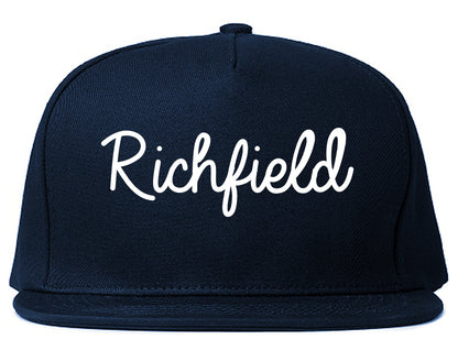 Richfield Utah UT Script Mens Snapback Hat Navy Blue