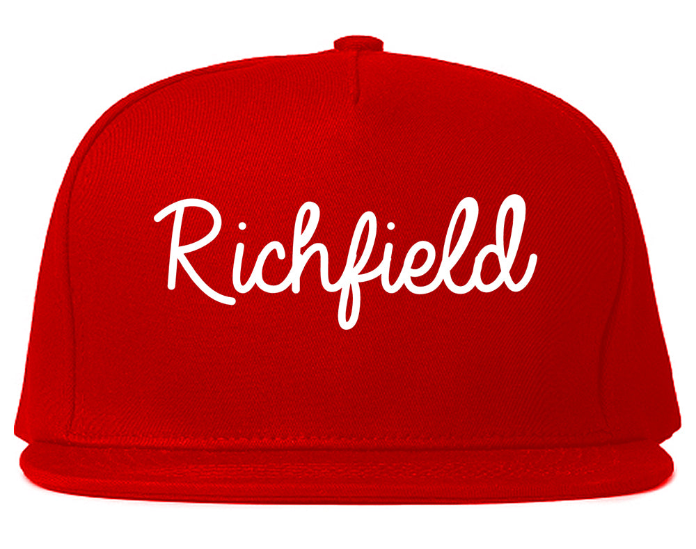 Richfield Utah UT Script Mens Snapback Hat Red