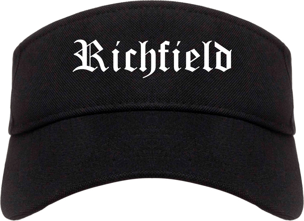 Richfield Utah UT Old English Mens Visor Cap Hat Black