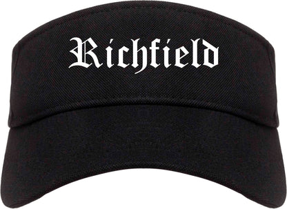 Richfield Utah UT Old English Mens Visor Cap Hat Black