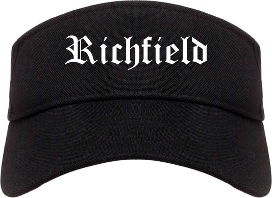 Richfield Utah UT Old English Mens Visor Cap Hat Black