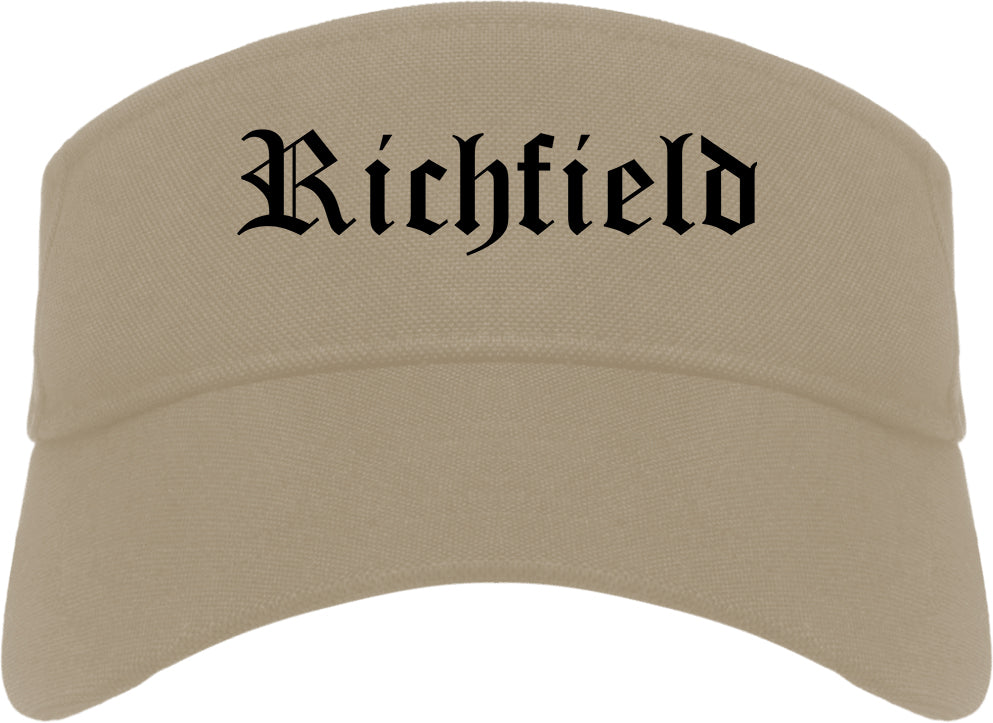 Richfield Utah UT Old English Mens Visor Cap Hat Khaki